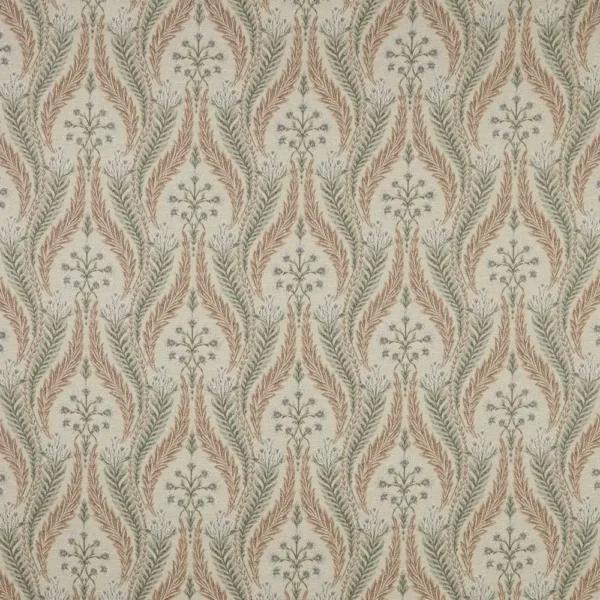 Verini Fabric - Blush by brown botanical velvet-chenille fabric from iLiv
