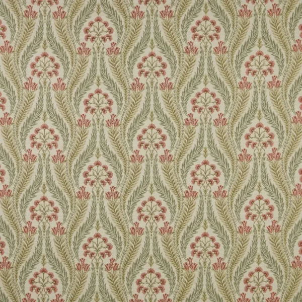 Verini Fabric - Dark Coral by green botanical velvet-chenille fabric from iLiv