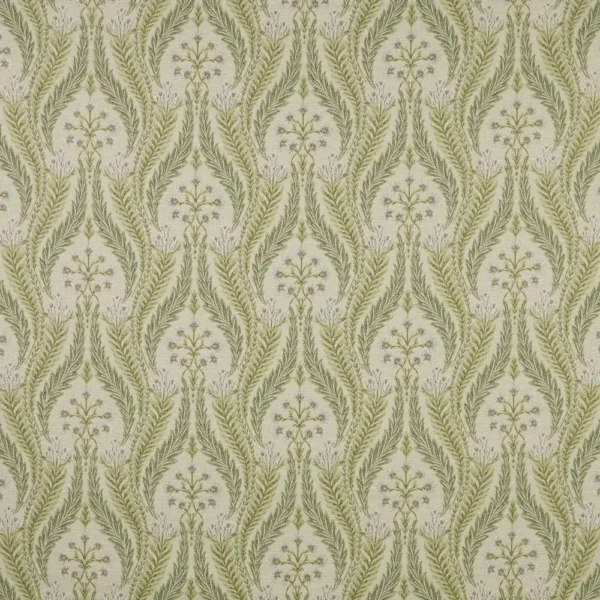 Verini Fabric - Sage by green botanical velvet-chenille fabric from iLiv