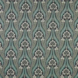 blue botanical velvet-chenille fabric from iLiv
