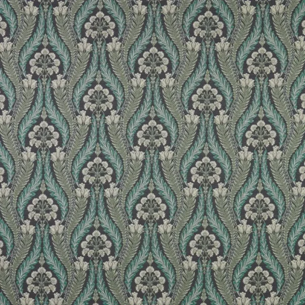 Verini Fabric - Sapphire by blue botanical velvet-chenille fabric from iLiv