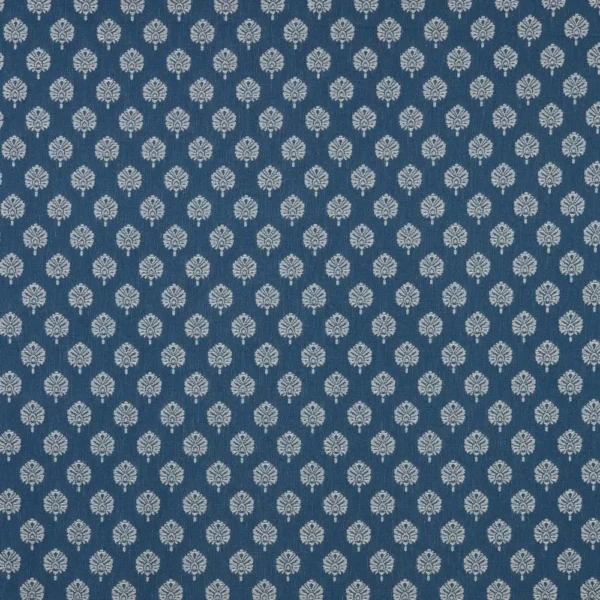 Segoa Fabric - Sapphire by blue botanical woven fabric from iLiv