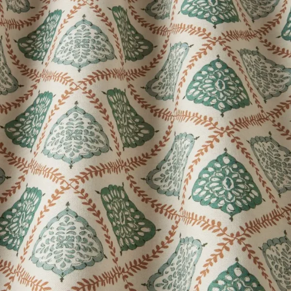 Napoli Fabric - Sea Green by green checked cushion with sofa and rug
