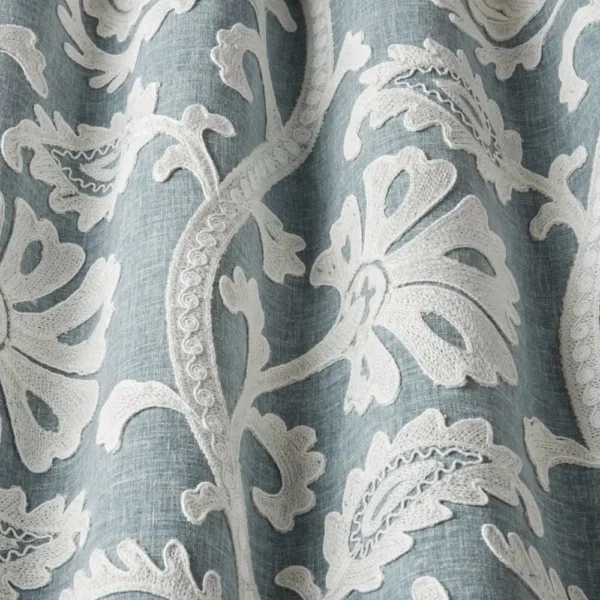 Seraph Fabric - Glacier by blue botanical fabric with weave