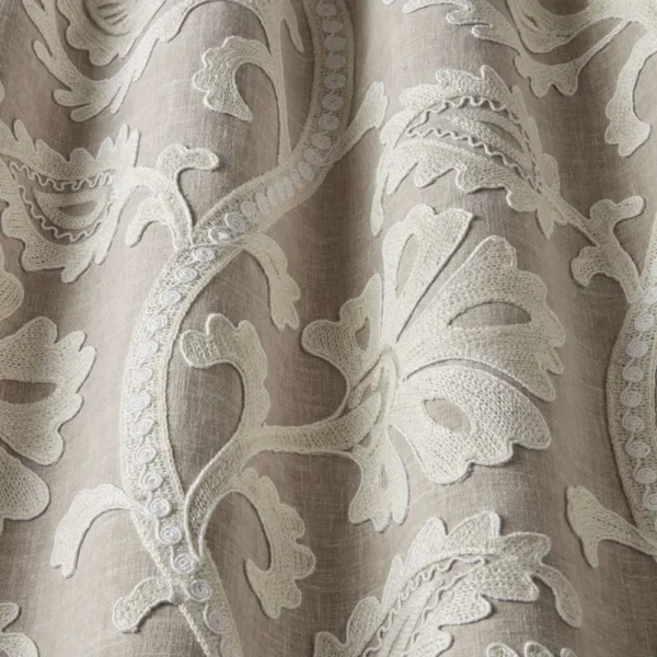 Seraph Fabric - Linen by neutral botanical fabric with weave