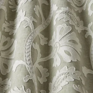 green botanical fabric with weave