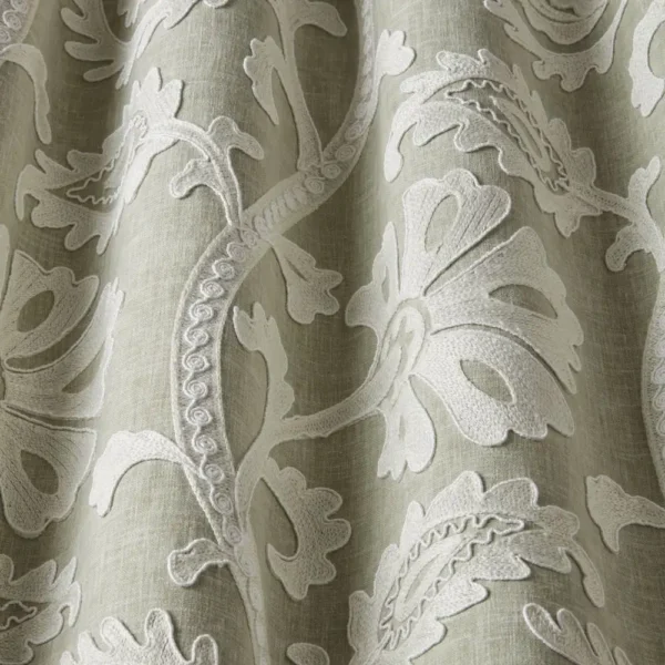 Seraph Fabric - Sage by green botanical fabric with weave