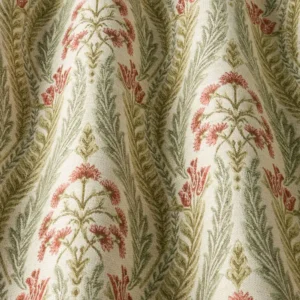 green botanical fabric with weave