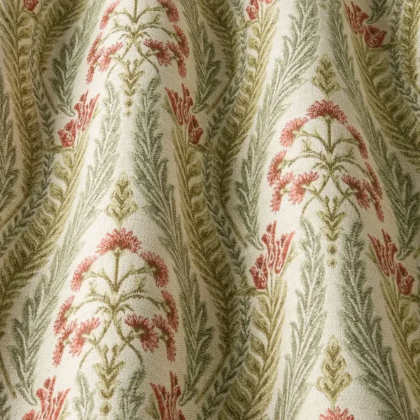 Verini Fabric - Dark Coral by green botanical fabric with weave