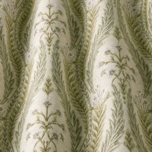 green botanical fabric with weave