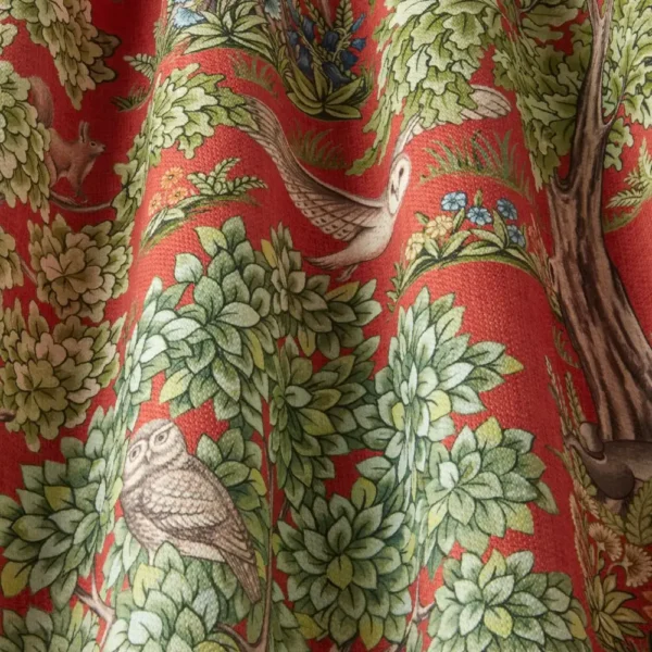 Woodland Retreat Fabric - Lava by red botanical fabric with weave
