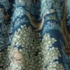 blue botanical fabric with weave