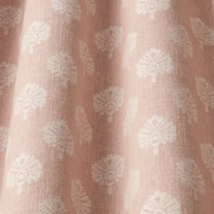 pink botanical fabric with weave