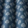 blue botanical fabric with weave