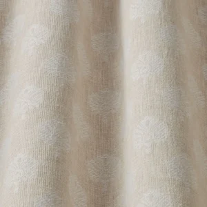 neutral botanical fabric with weave