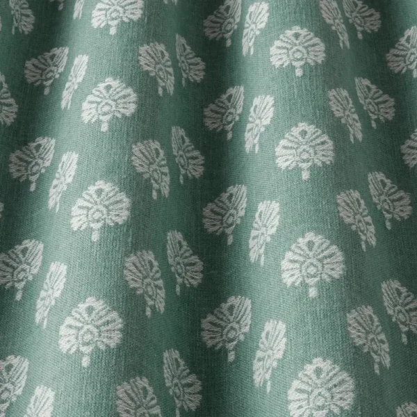 Segoa Fabric - Sea Green by blue botanical fabric with weave