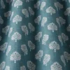 blue botanical fabric with weave
