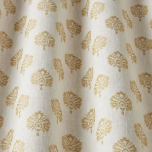 yellow botanical fabric with weave