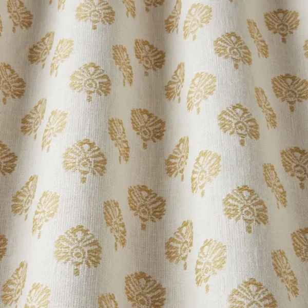 Segoa Fabric - Ochre by yellow botanical fabric with weave