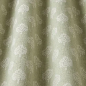 green botanical fabric with weave