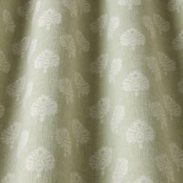 green botanical fabric with weave