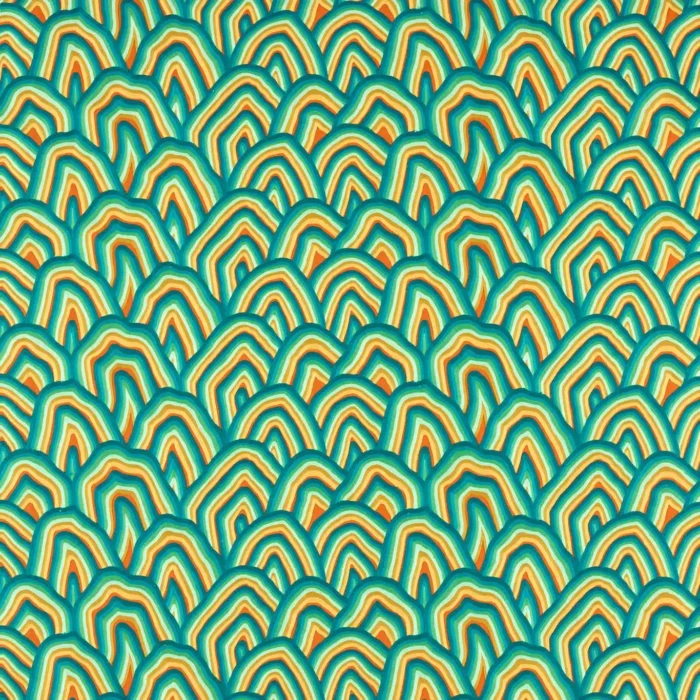 Kumo Fabric - Wilderness / Amber Light / Paprika swatch