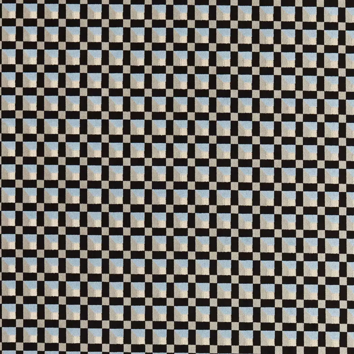 Blocks Fabric - Cornflower / Black Earth / Sketched by black-grey geometric woven fabric from Harlequin