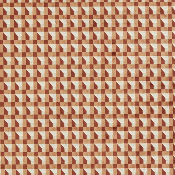 Blocks Fabric - Paprika / Bark / Bleached Coral by orange geometric woven fabric from Harlequin