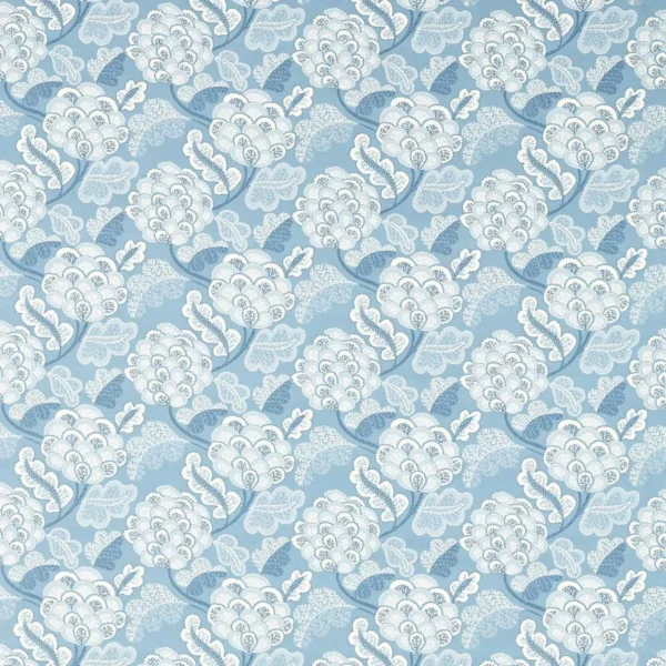 Flourish Fabric - Celestial / Midsummers Eve / First Light by blue botanical cotton fabric from Harlequin