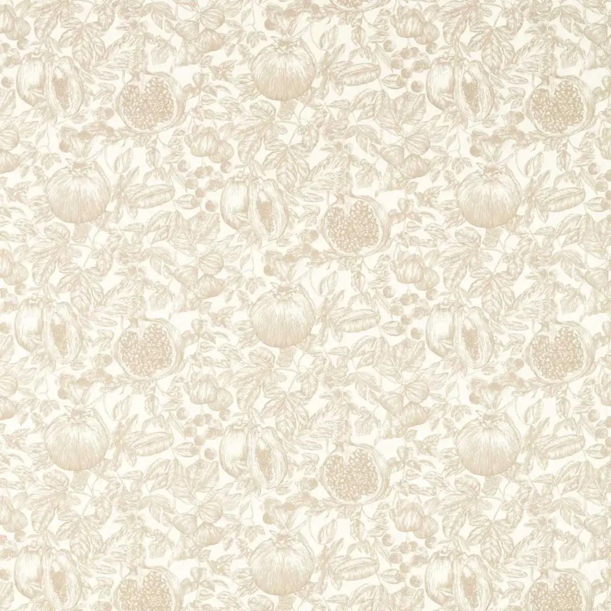 Melograno Fabric - Shiitake / Fig Blossom by neutral botanical cotton fabric from Harlequin