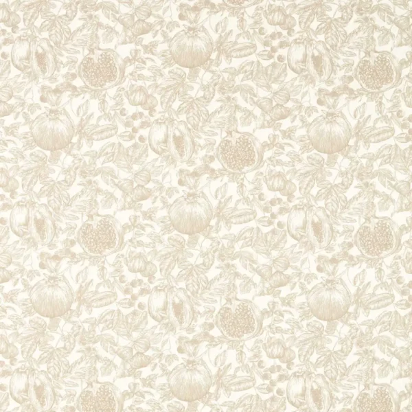 Melograno Fabric - Shiitake / Fig Blossom by neutral botanical cotton fabric from Harlequin