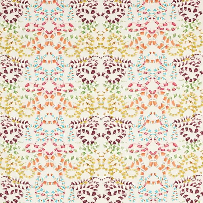 Serpenti Fabric - Bleached Coral / Paprika / Positano / Azul swatch