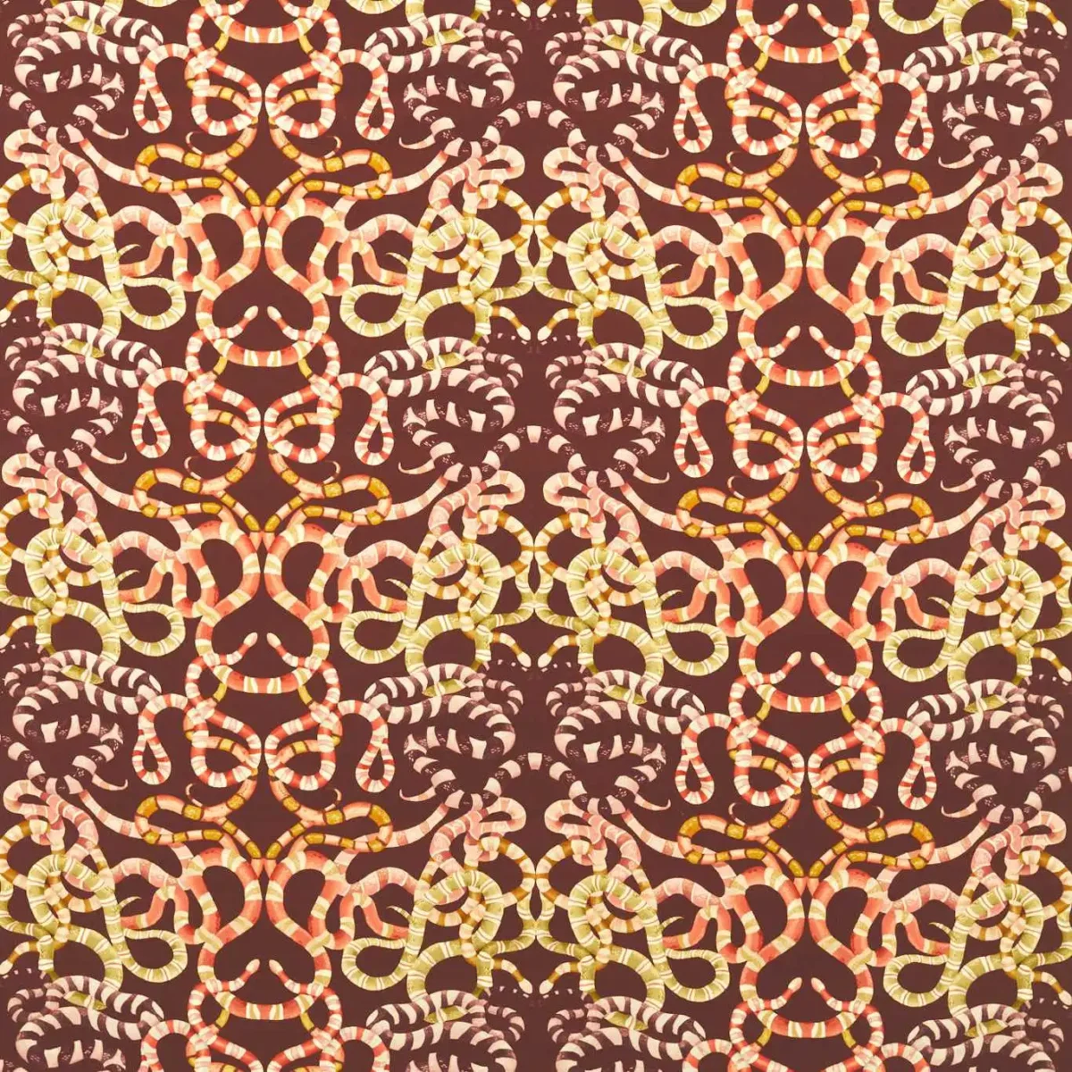 Serpenti Fabric - Brazilian Rosewood / Grounded / Amber Light by orange animal velvet-chenille fabric from Harlequin