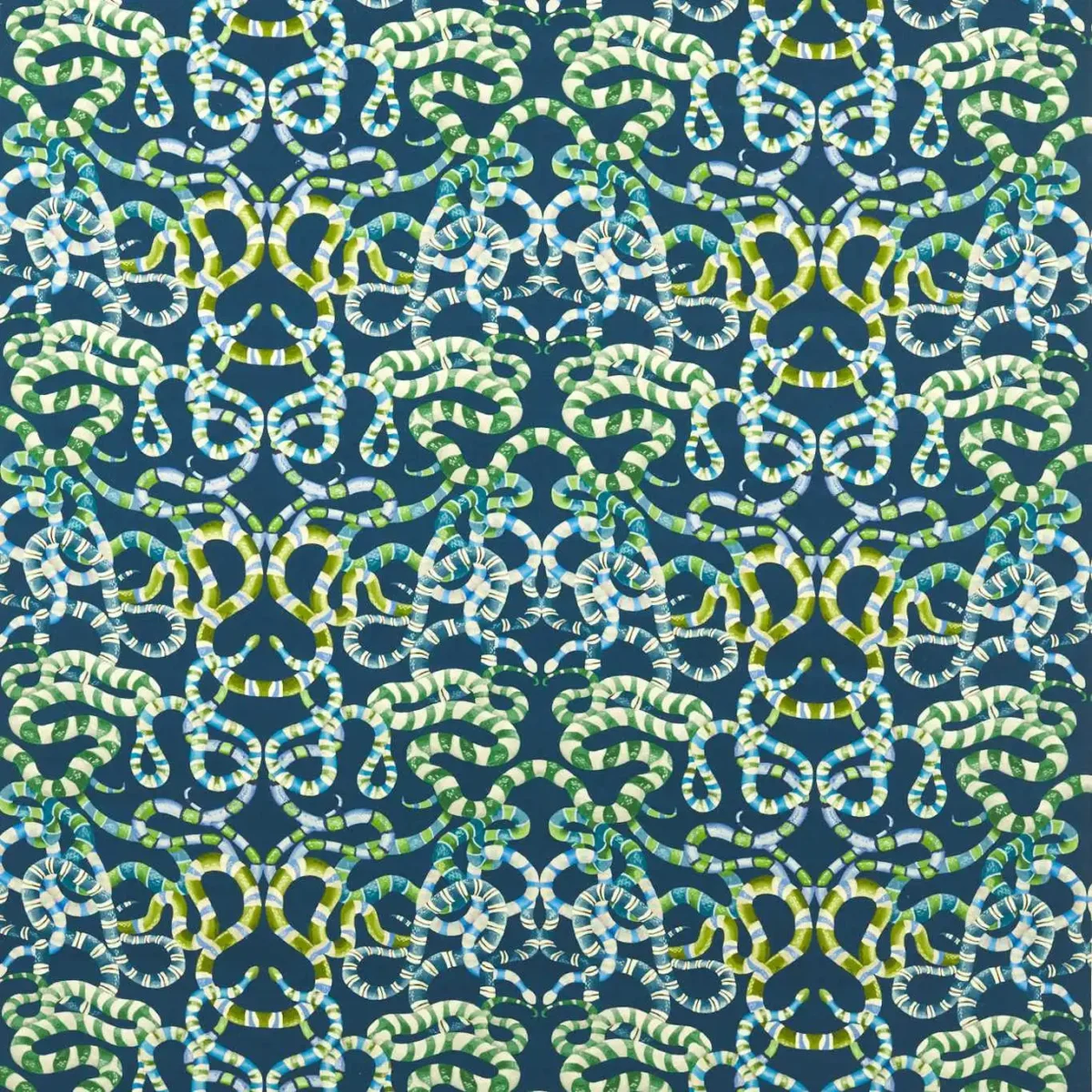 blue animal velvet-chenille fabric from Harlequin