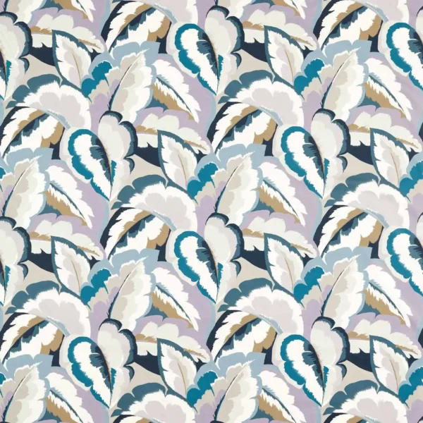 Calathea Fabric - Cornflower / Azul / Shiitake / Wild Water by blue botanical cotton fabric from Harlequin