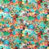 multicolour traditional velvet-chenille fabric from Harlequin