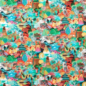 multicolour traditional velvet-chenille fabric from Harlequin