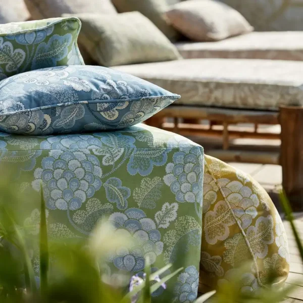 Flourish Fabric - Nectar / Zest / First Light by green floral fabric seat with cushions