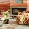 orange chair in living room