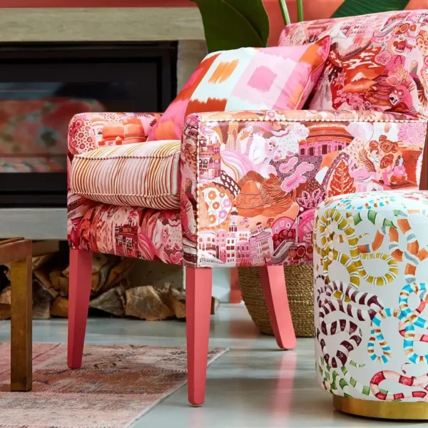 Journey of Discovery Fabric - Wild Water / Exhale by pink chair