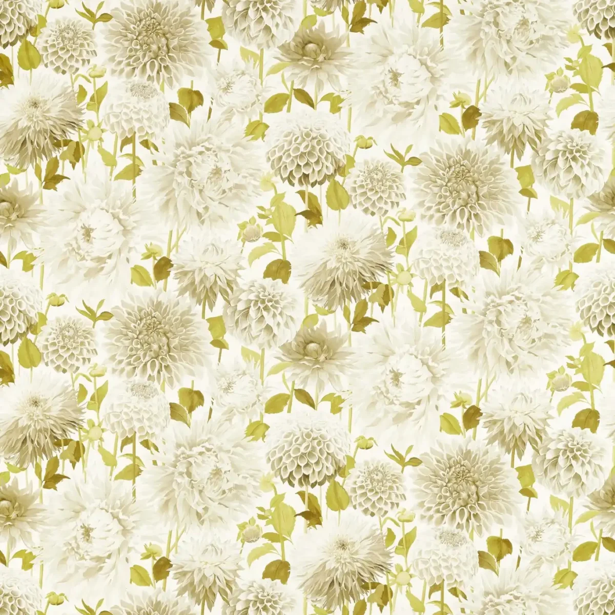 Dahlia Fabric - Fig Blossom / Nectar / Awakening by yellow botanical cotton fabric from Harlequin
