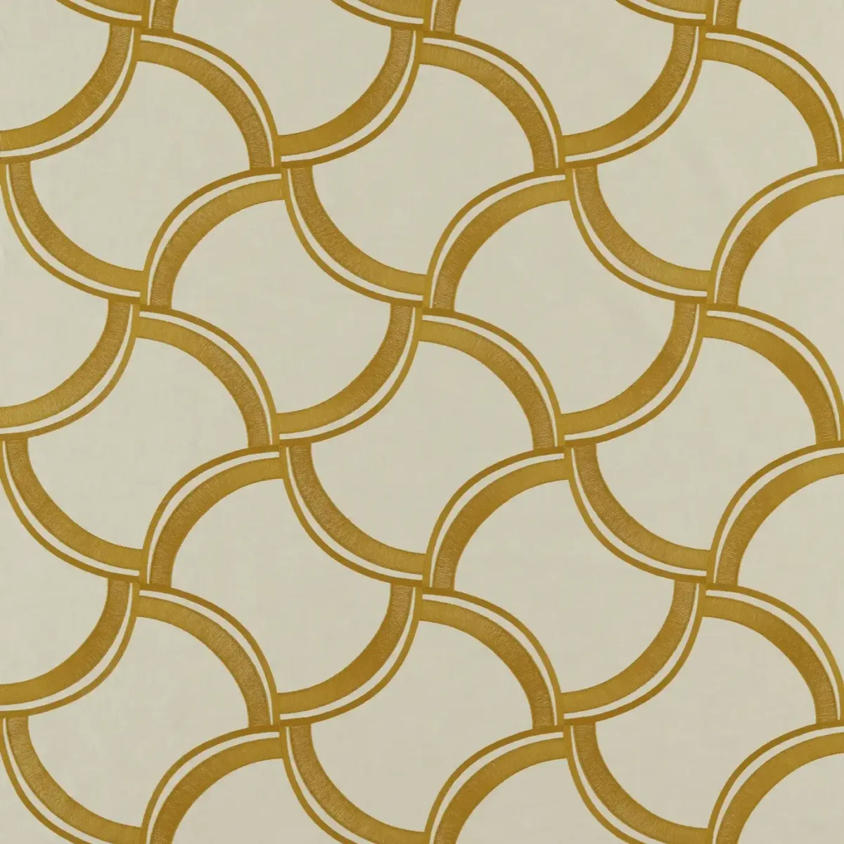 yellow geometric embroideried fabric from Harlequin