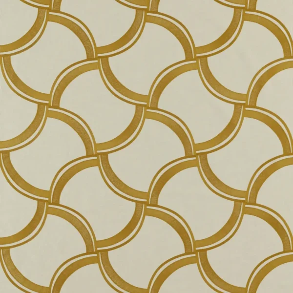 yellow geometric embroideried fabric from Harlequin