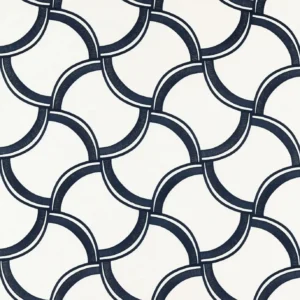blue geometric embroideried fabric from Harlequin