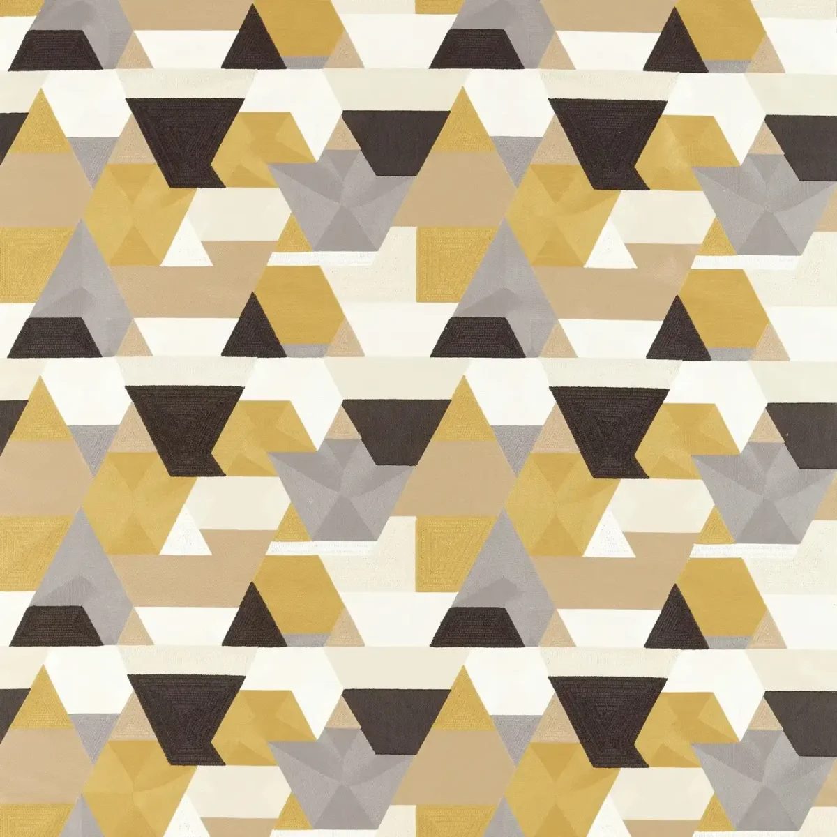 yellow geometric embroideried fabric from Harlequin