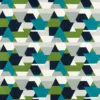 green geometric embroideried fabric from Harlequin