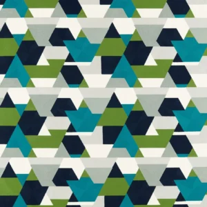 green geometric embroideried fabric from Harlequin