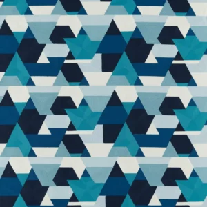 blue geometric embroideried fabric from Harlequin