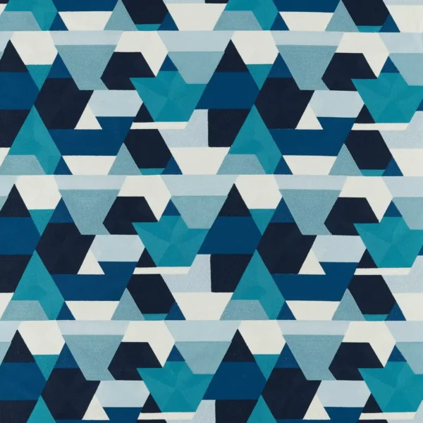 blue geometric embroideried fabric from Harlequin