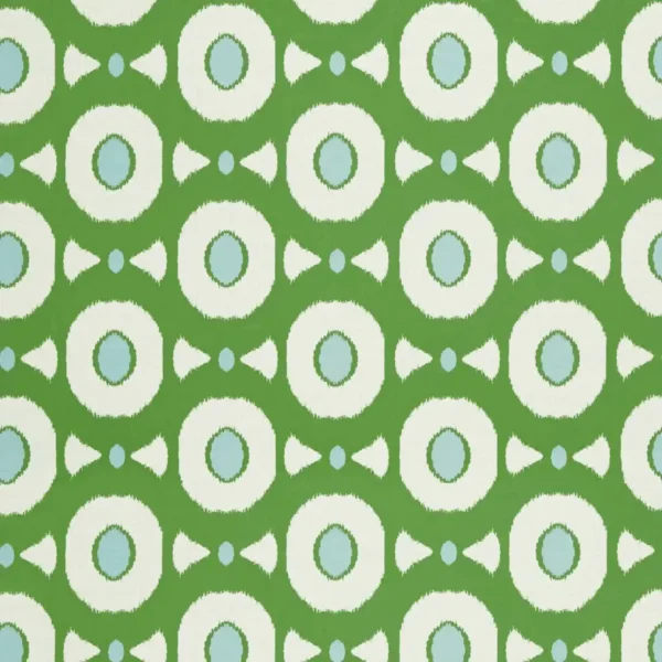 Zinnia Fabric - Emerald / Sky by green contemporary silk-satin fabric from Harlequin